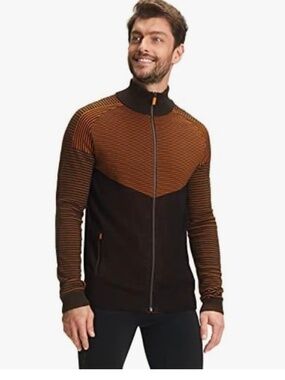 Falke Men's Full-Zip Knit Sweater Jacket - Black & Rust. Sz S.